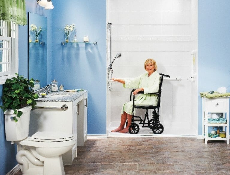 Woman in a Wheelchair in the Shower