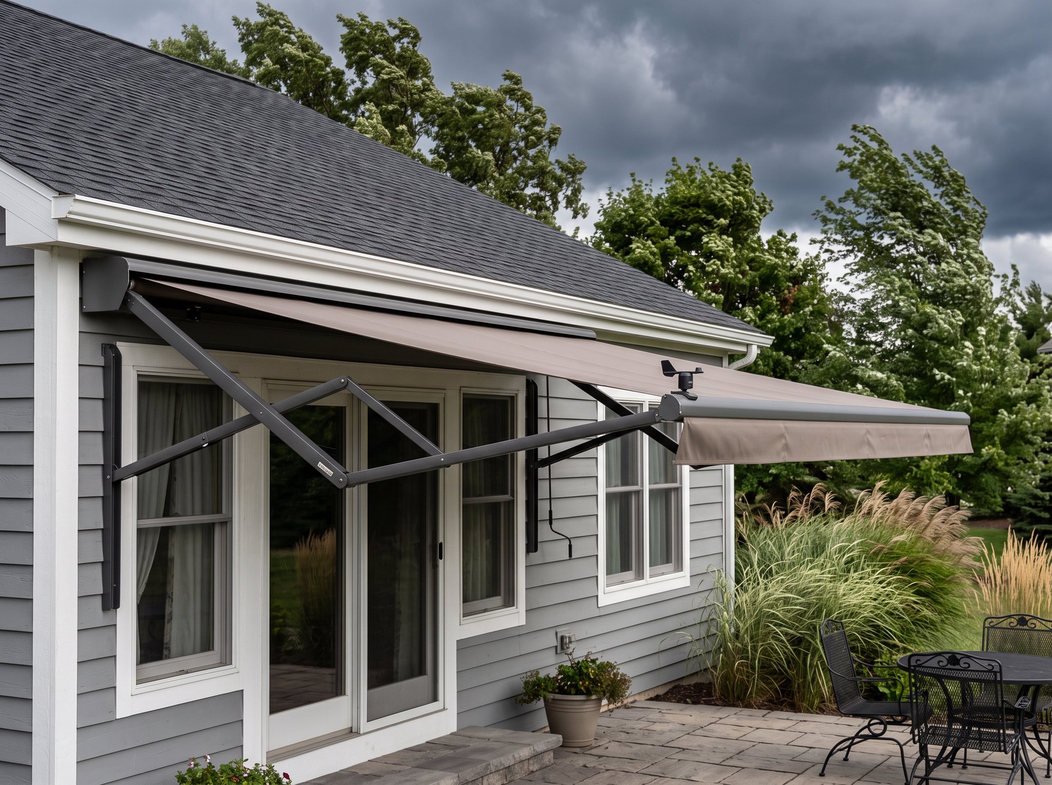 Awning Retracting on a Windy Day